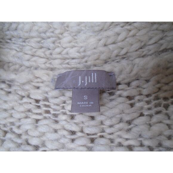 Womens J Jill Open Front Chunky Knit Sweater Cardigan Biege Wool Blend Size S - Picture 2 of 9